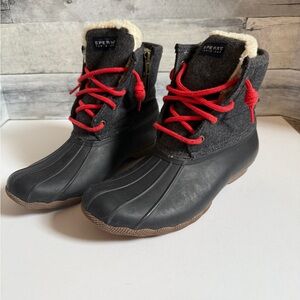 Sperry Gray and Red Lace Boots